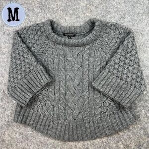 Banana Republic Grey Cable Knit Chunky Wool Alpaca Cropped Sweater